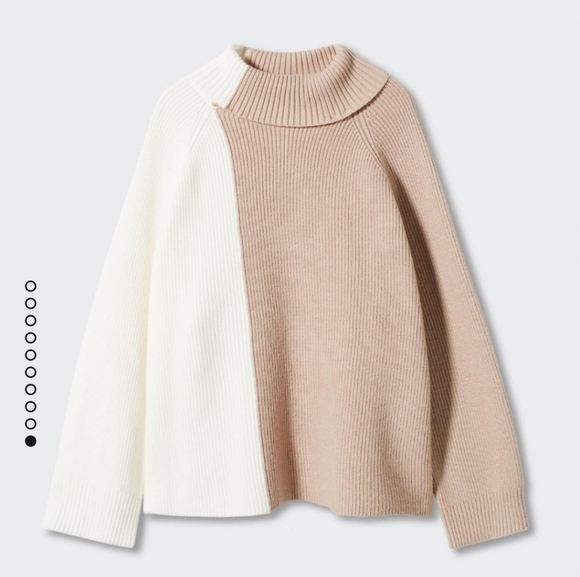 Mango Beige and Cream Women's Turtleneck Sweater - Picture 2 of 5